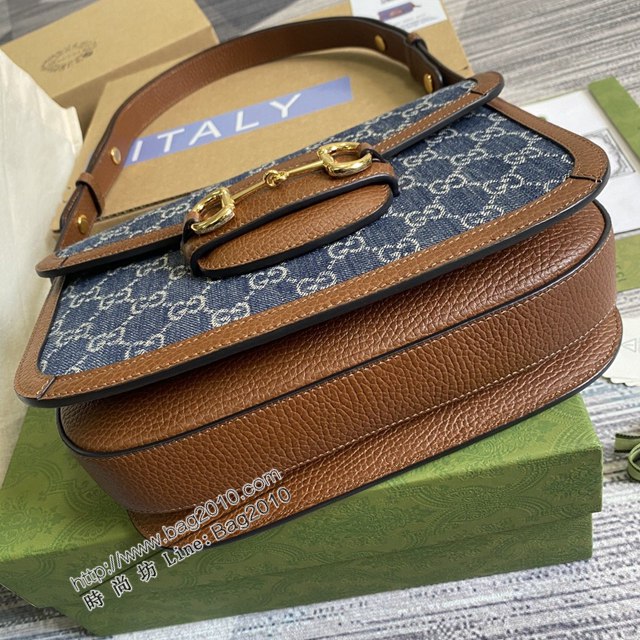 Gucci2021新顏色女包 古馳1955系列牛仔肩背包 Gucci馬銜扣女士單肩斜挎包 602204  ydg3188